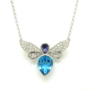 K18WG ブルートパーズ ネックレス