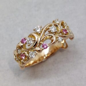 K18YG ピンクサファイア リング